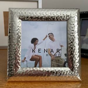 KENAR HOME 5”x5” Hammered Silver Photo Frame. Very Good.